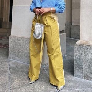 Zara High Rise Wide Leg Pants yellow Baggy Y2K